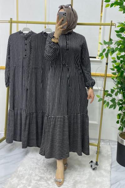 Çizgili elbise  Siyah