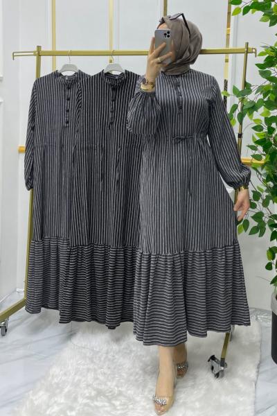 Çizgili elbise  Gri