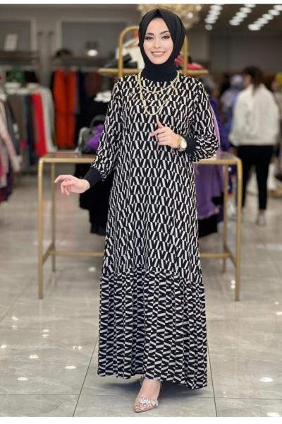 Garnili elbise  Kahverengi