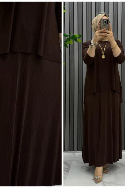 Narin etekli takım Kahverengi