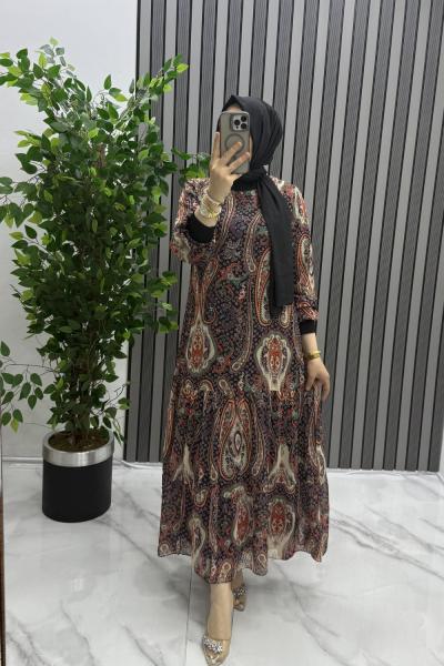 Şal şifon elbise Turuncu