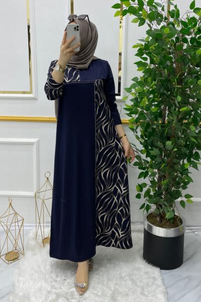 Sarmaşık Elbise  Nar Lacivert