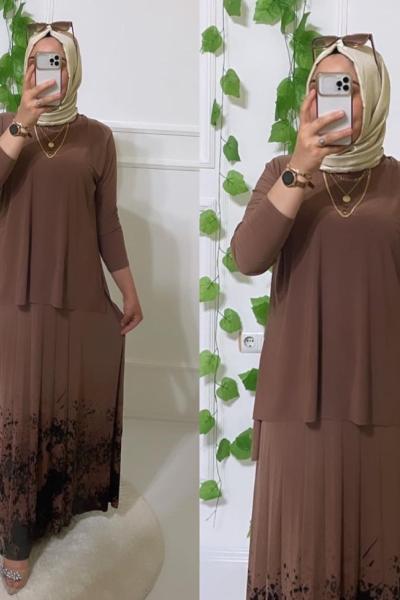 Sueda etekli takım  Sütlü Kahve