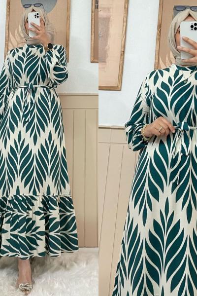 Yazgülü elbise  Yeşil