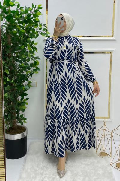 Yazgülü elbise  Petrol Yeşili