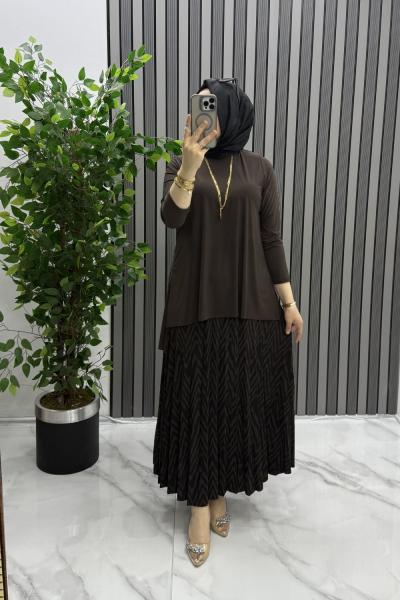 Zikzak takım  Kahverengi