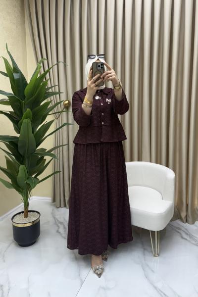 Dantel takım Bordo
